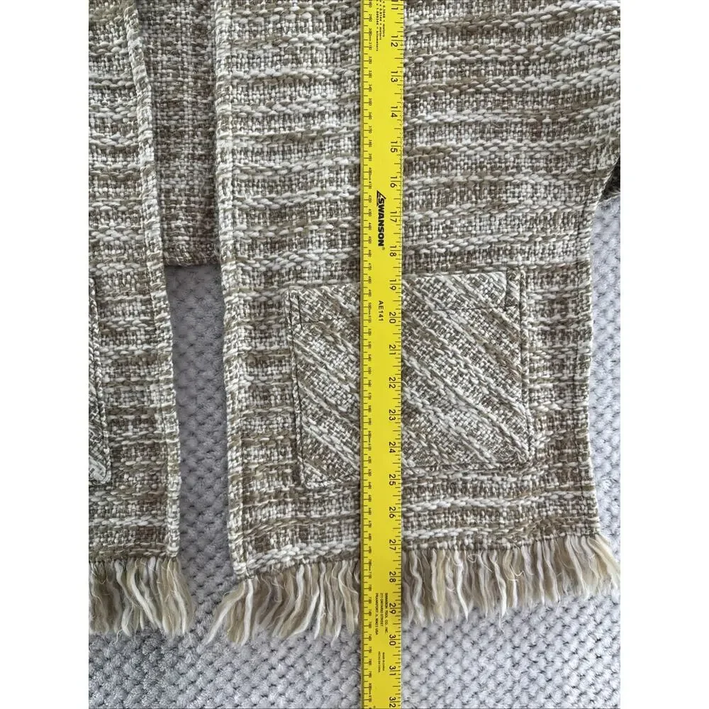Boyne Vallley Weavers Shawl Handcrafted Ireland Women Brown Woven Fringe Pocket